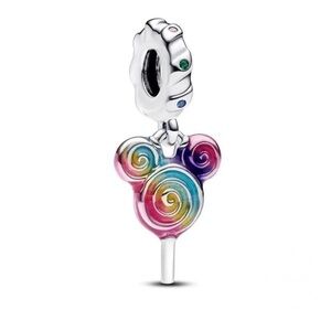Disney Silver rainbow Mickey Mouse Lollipop Charm crystals rhinestones